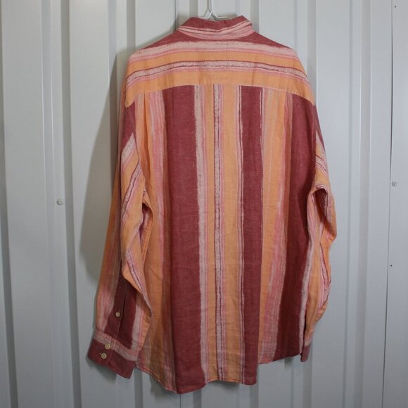 Tommy Bahama Relax Mens Linen Long Sleeve Button Down Shirt Orange Red Size XL - Picture 2 of 8